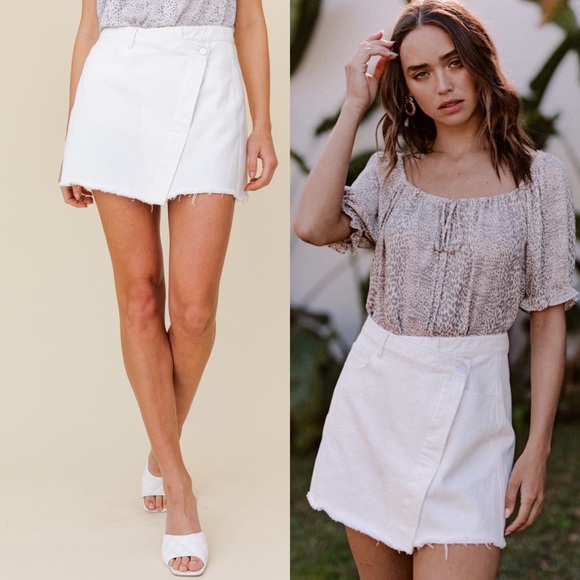 NWT: White Denim Mini Skirt - Picture 1 of 5